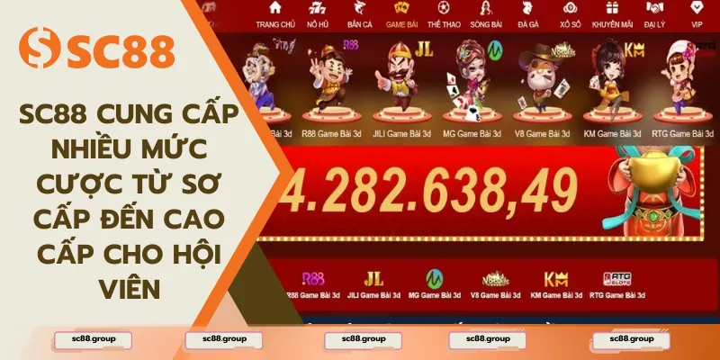 Hệ thống cung cấp nhiều mức cược từ sơ cấp đến cao cấp cho hội viên